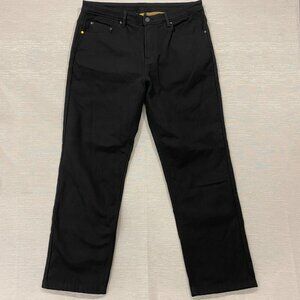 CAT Caterpillar Work Pants Mens 38 x 32 Black Canvas Fleece Lined Insulated